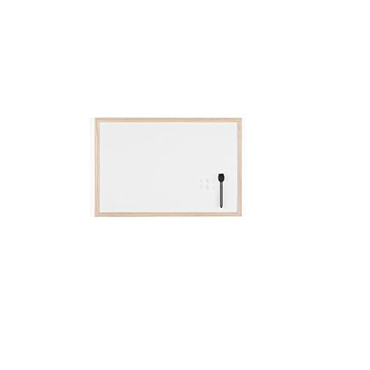 Bi-Office Lavagna Magnetica Bianca Basic Con Cornice In Legno, Superficie Speciale Cancellabile A Secco, 600 x 400 mm
