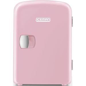 Chefman – Iceman Mini Fridge, 4 Liter/6 Can, Portable, Provides Compact Storage For Skincare, Snacks, Beverages and More, Cooler and Warmer Personal Fridge, Home/Car/Bedroom, Pink