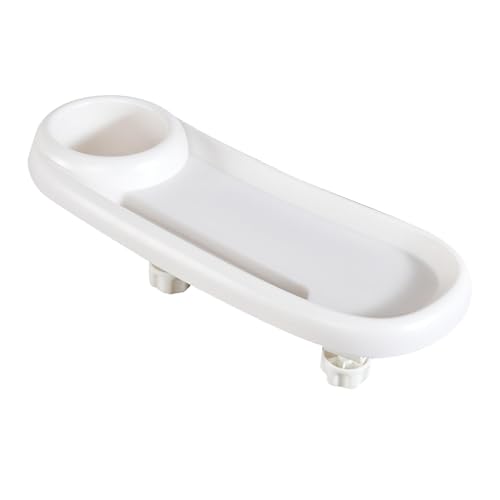 Garende Stroller Tray Handrest Dish Infant Snack Tray Removable Partition Storage with Cup Holder Baby Dinner Table, White