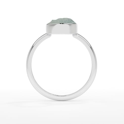 Natural Raw Fluorite Solitaire Rings for Women in Sterling Silver, March Birthstone Jewelry Gifts for Her Birthday, Anniversary, Christmas (Bezel-Set)4