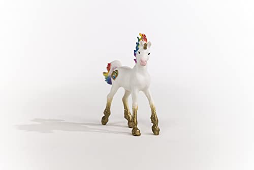Image of Schleich Bayala - Rainbow Unicorn Foal Toy Figurine - Kids 5+ | 70727 | Unicorn Figurine, Fantasy Toy for Girls 5+, Magical Collectible, Screen-Free Imaginative Pretend Play, Fairy Animal Figure