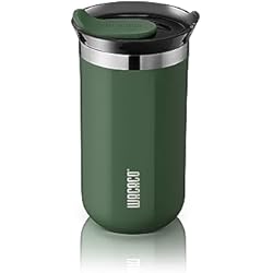 WACACO Octaroma Lungo Vacuum Coffee Mug ، بهلوان سفر من الفولاذ المقاوم للصدأ مزدوج الجدار مع غطاء للشرب ، 10 أونصة سائلة (300 مل) ، بومونا جرين