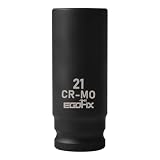 EGOFIX 1/2" Drive Deep Impact Socket, 21mm Socket, CR-MO, Metric, 6 Point