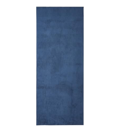Image of Obsessions Polyester Bedside Runner with Solid Pattern Felt Backing, Ideal for Bedroom & Living Room 80x150cm, Blue