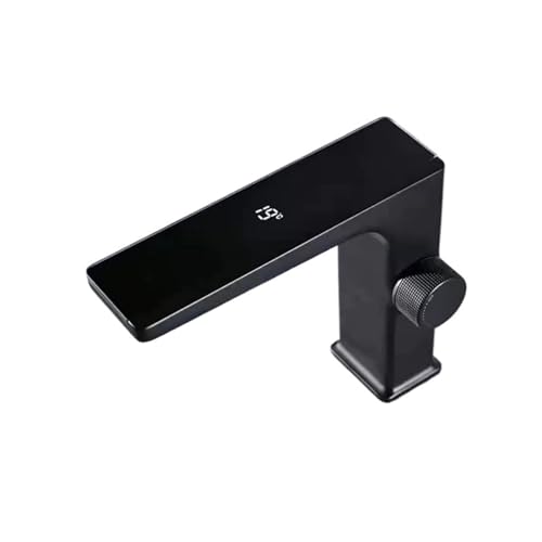 Grifo de cuenca con sensor inteligente y pantalla digital gris para cocina y tocador