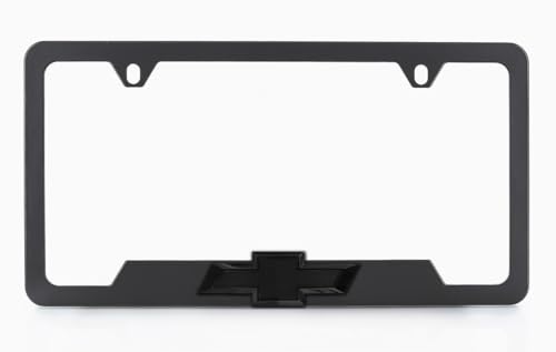 Chevrolet Chevy All Black Metal License Plate Frame Bow Tie Tag Holder