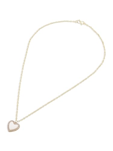 Image of ZAVERI PEARLS Off White Enamelled Austrian Diamonds Embellished Heart Shape Contemporary Pendant & Chain For Women-ZPFK16794