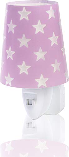 Dalber Stars Lámpara Infantil Luz Nocturna Quitamiedos Estrellas Enchufe Led, 0.3 W, Malva Lila
