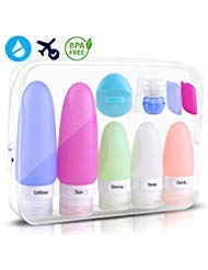 Travel Bottles , Wedama Leakproof Silicone Travel Containers with 5 Pcs TSA Approved Squeezable 3/1.25oz Travel Bottles & Accessories for Cosmetic Shampoo Conditioner Lotion Soap Liquids Toiletries