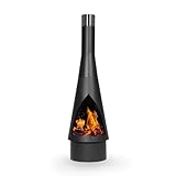 Dellonda Outdoor/Garden/Patio Conical Chiminea, Fireplace, Fire Pit, Heater, H127cm - Black Steel - DG109