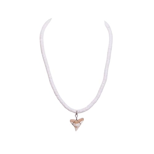 BlueRica Shark Tooth on Puka Shell Beads Necklace (18" 3U)2