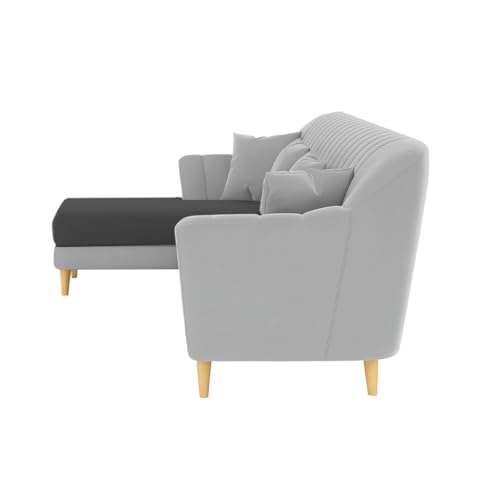 Image of Atticus LHS 6 Seater L Shape Sofa Set for Living Room (Black Grey Fabric) Premium Fabric Sofa Set