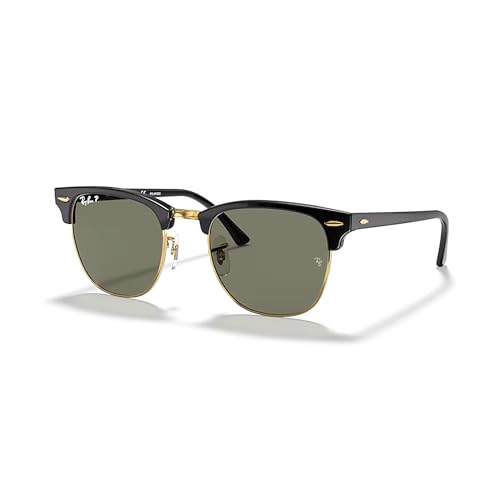 Ray-Ban RB3016 Clubmaster W0365 51MM Black on Gold/Crystal Lens G-15 Green Square Sunglasses for Men for Women +Bundle with Accessory Eyewear Kit