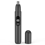 Nose Hair Trimmer, Rechargeable Cordless Painless Ear Eyebrow Trimming Tool Dual Edge Blades Razor Easy Cleansing with LED Light for Man Woman