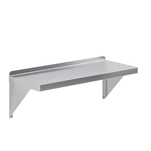 Image of AmGood 12 inch x 30 inch Stainless Steel Wall Shelf | Appliance & Equipment Metal Shelving | Kitchen, Restaurant, Garage, Laundry, Utility Room | Heavy Duty | Squared Edge | NSF Certified