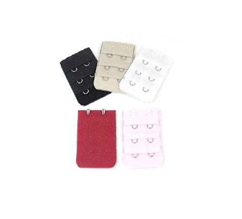 5 x Cotton Bra Extenders for 2 Hook Bra Clips, Multi-Coloured Nice Processed