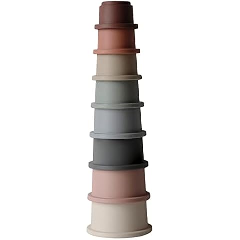Mushie Stacking Cups | 8 Piece Baby Toy | 0-3 Years | Pre-School Learning Toy | Colourful Nesting Sorting Toy | Made in Denmark | BPA, PVC & Phthalate Free | Original Cover