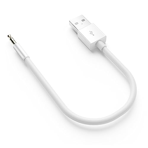 BLKing Câble de synchronisation de données USB pour iPod Shuffle USB vers prise audio 3,5 mm, pour iPod Shuffle de 1ère à 7e génération, blanc