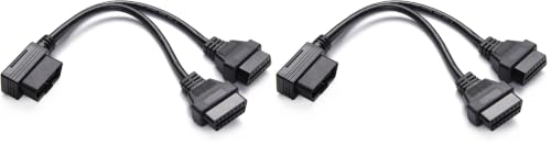 Image of Right Angle OBD2 Splitter Y Cable, bbfly-B20 OBDII 1 Male Splitter to 2 Female Extension Cable 1FT 30CM (1PACK) (Pack of 2)