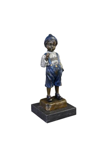 Antike Fundgrube Bronze Figur eines Jungen mit Zigarette im Mund | Skulptur...