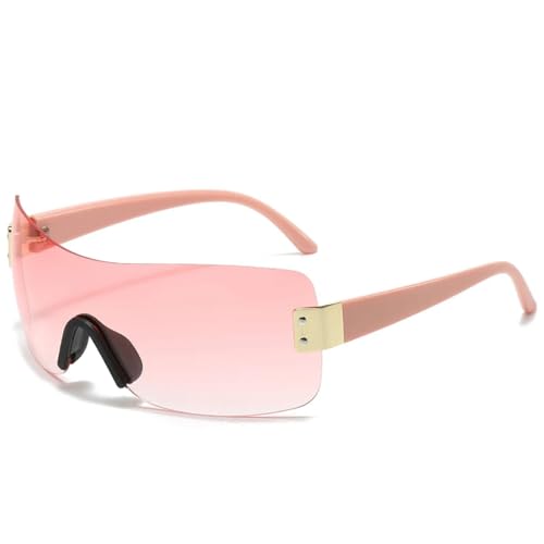 Luxury One-piece Rimless Punk Sunglasses Women Men Luxury Wrap Around Sun Glasses Eyewear Sports