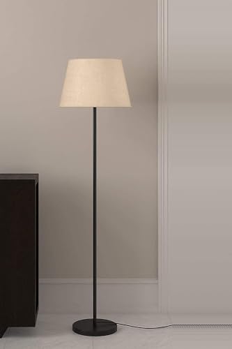 Image of Day Lights Metal Floor Lamp Standing Modern Lamp Shade for Living Room Corner, Home, Hotel, Office 12 Inches, 4Ft Height (Beige)