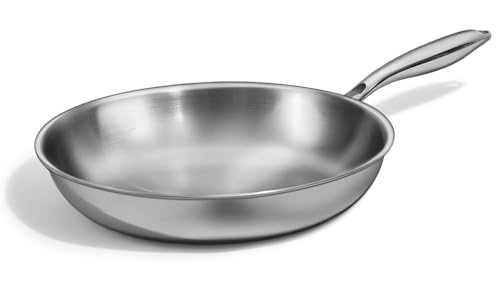 Deedro Bratpfanne 28cm Induktion, Edelstahlpfanne unbeschichtet für alle Herdarten, Induktionspfanne ohne Beschichtung, Pfanne mit abnehmbarem Griff, backofenfest & Spülmaschinenfest