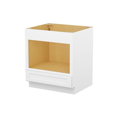 Image of Furinno Shaker Microwave Base Kitchen Cabinet, Ready to Assemble, 24 D x 30 W x 34.5 H, White