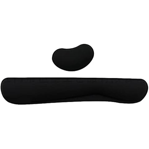 Auleset Keyboard Raised Hands Support Wrist Rest Cushion Mouse Comfort Pad for PC Laptop - Black Cover