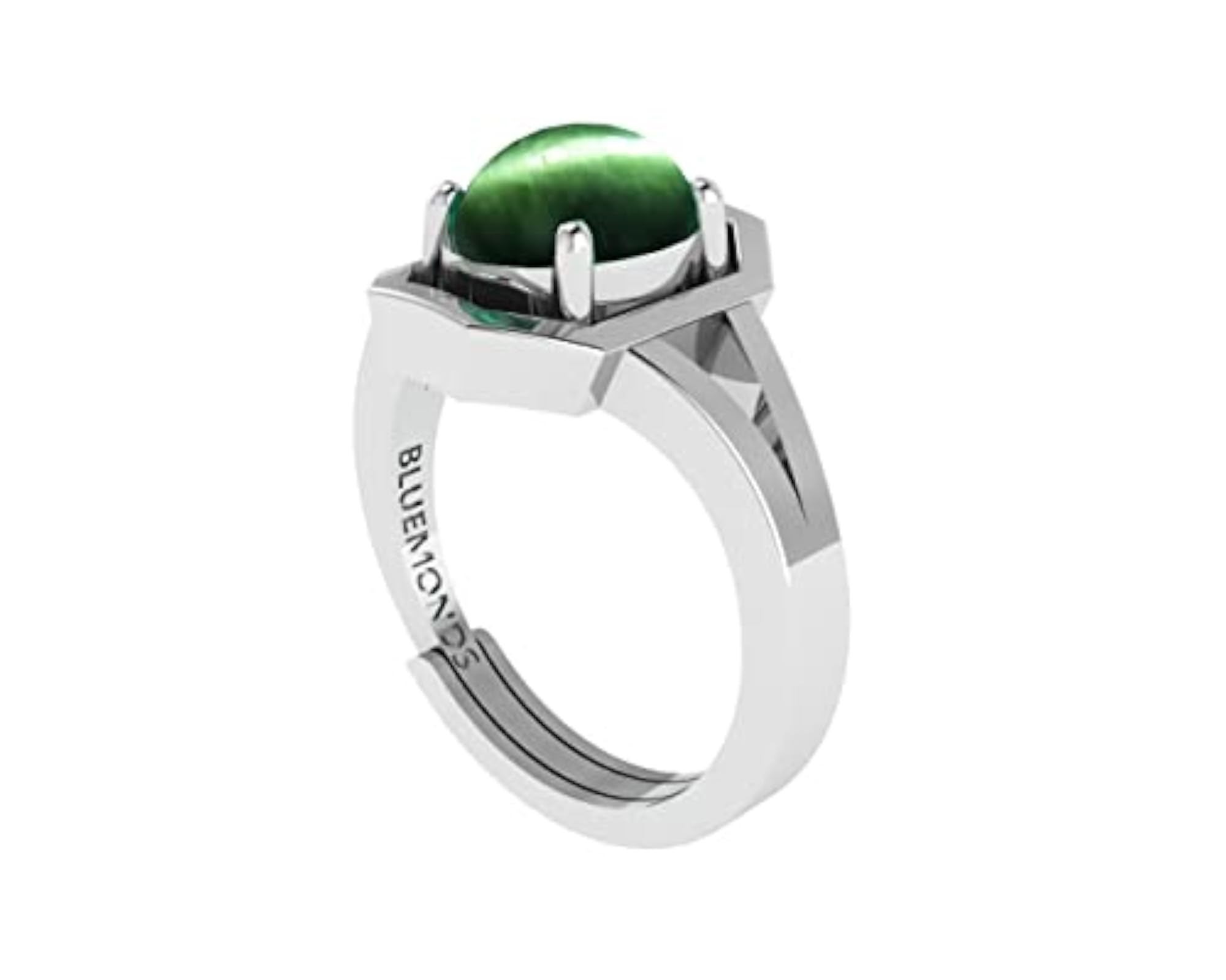 Men's Natural Catseye Adjustable Silver Ring, 92.5