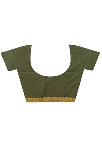 Image of eC ESHA'S COLLECTION Women's Cotton Blend Begumpuri Handloom Saree With Unstitched Running Blouse Piece