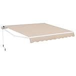 Tangkula 12 Ft × 10 Ft Retractable Awning, Aluminum Patio Sun Shade w/Crank Handle and Water-Resistant Polyester, Outdoor Manual Retractable Awning Cover Shelter