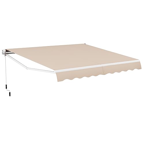 Tangkula 12 Ft × 10 Ft Retractable Awning, Aluminum Patio Sun Shade w/Crank...