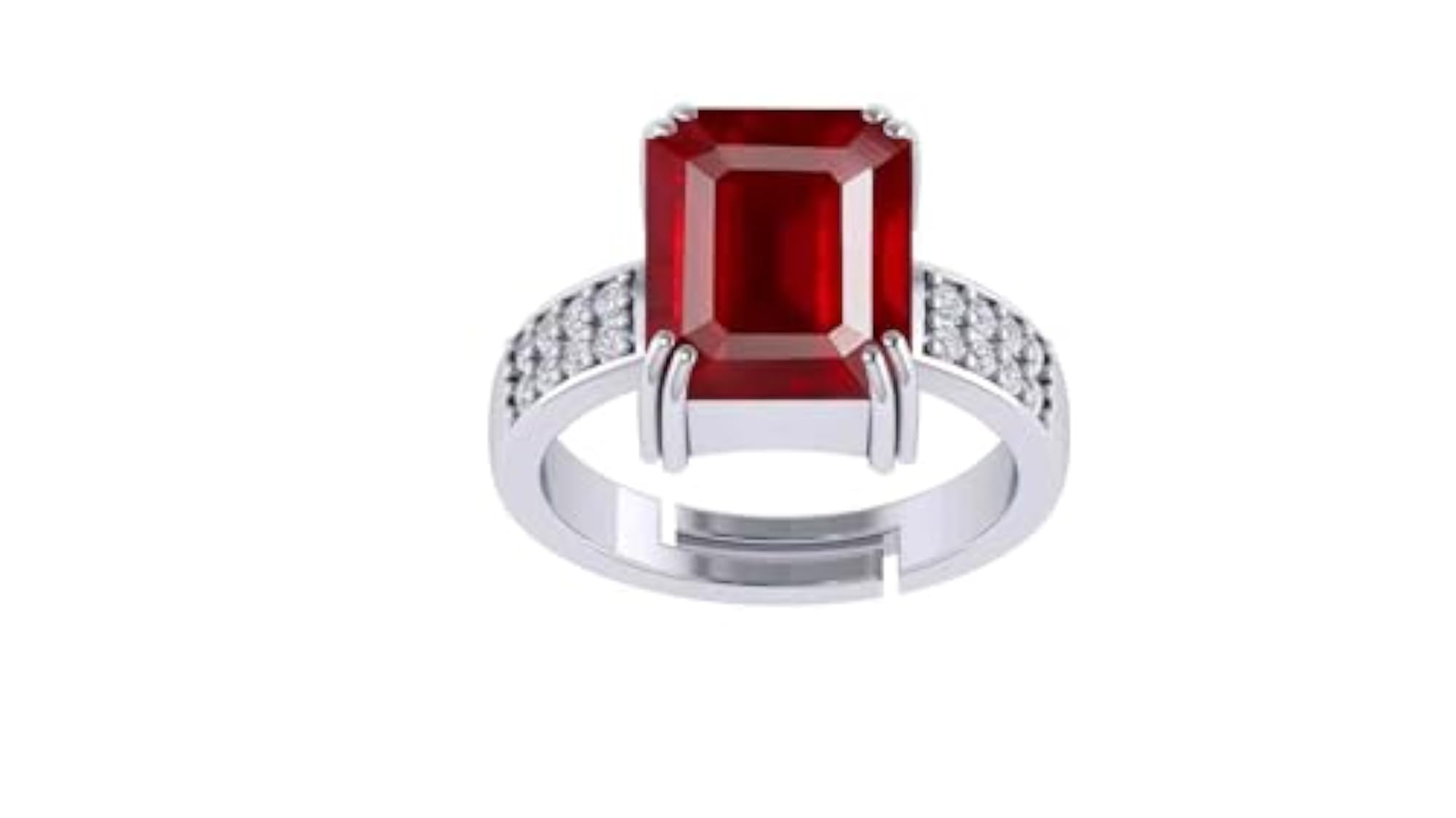 6.00 Crts Natural Ruby Silver Plated Adjustable Ring