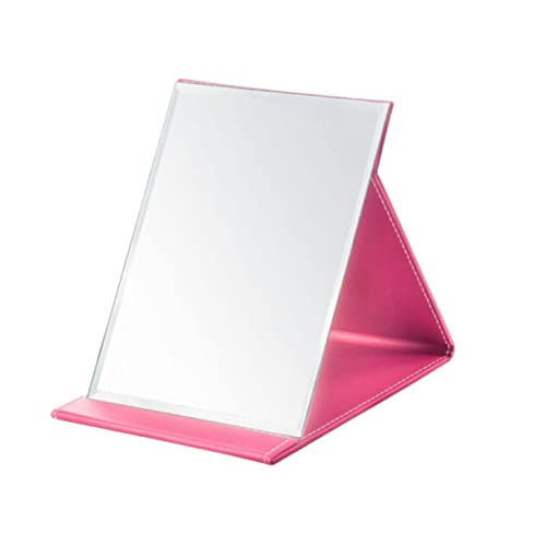 Espejo de maquillaje plegable compacto y minimalista rosa