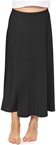 STRETCH IS COMFORT Girl's Ankle Length Skirt Black X-Large