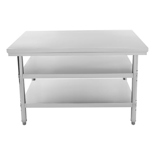 HarBin-Star - Tavolo da lavoro in acciaio inox con 3 ripiani, tavolo da lavoro in acciaio inox, fino a 100 kg, 120 x 60 x 90 cm