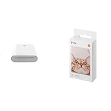 Xiaomi tragbarer Fotodrucker 300dpi Pocket Mini AR Bilddrucker mit DIY Share 500mAh Bilddrucker Zink Papierdrucker, Weiss & tragbares Drucker-Fotopapier, hochwertiges 3-Zoll-Fotopapier 20 Blatt