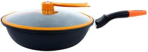 Wok antiadherente con tapa y revestimiento cerámico rojo miniatura 1