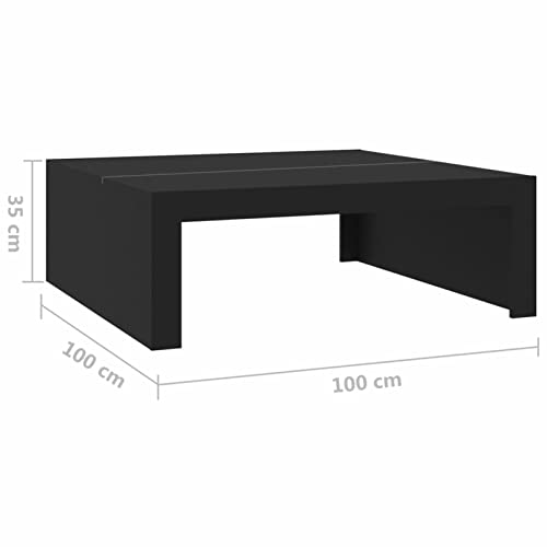 Table basse de salon noire Homgoday 100x100 cm en aggloméré pour bureau