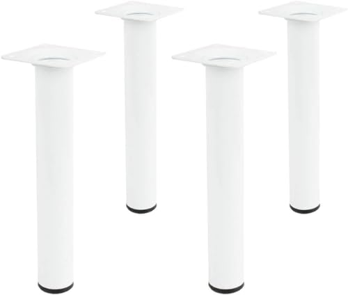 Amig - Pata Redonda de Acero para Muebles - Resistencia y Versatilidad - Incluye Tornillería - Diseño Moderno - para Mesas y Sofás, Blanco, 30 x 200 mm, Metal