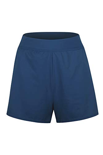 Jinxueer Women'S Plus Size Solid Board Shorts Bikini Tankini Swimsuit Bottom Mid Waisted Swimwear With Briefs And Pocket Navy thumb #1