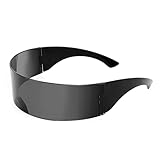 FEISEDY Futuristische Cyclops Visor Sonnenbrille mit halbtransparent, inspiriert von Zurück in die Zukunft, diese Kostüm Futuristische Wrap Visor Sonnenbrille sind pefect für Männer und Frauen, die einen Cyclops Futuristic Style erhalten möchten.