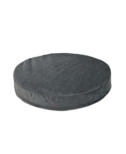 Waterproof Round Dog Bed with Washable Removable Cover & Liner Grey Velvet Orthopedic Foam Pad 24 Inch - image 4