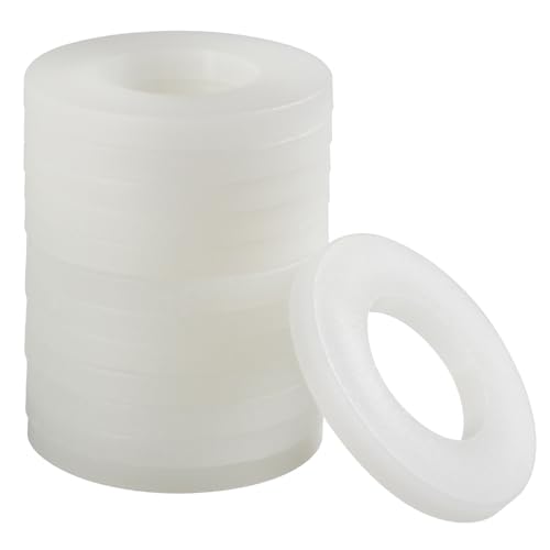 FOMGIIN Arandelas de Plástico M16 x 30 mm, 10 Pieza Arandelas de Plástico Nailon, Goma Nylon Plastico Blanco Arandela, Arandelas Espaciadoras para Bricolaje con Diámetro Exterior Grande
