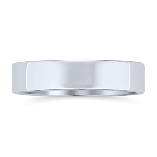 Minimalist Plain Simple .925 Sterling Silver Flat Couples Wedding Band Ring For Women For Men 4MM2