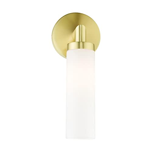 Image of Livex Lighting Aero 1 Light Wall Sconce Satin Brass Finish, 4.25 x 11