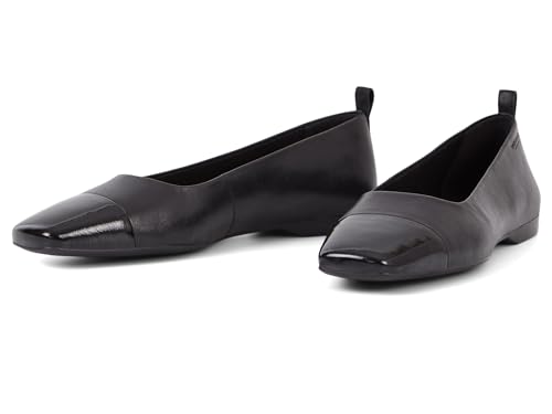 Vagabond Shoemakers Women's Delia Leather Toe Cap Flats Ballet, Black, 7
