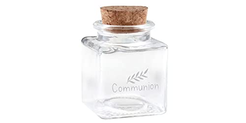 12 pots à dragées carré Communion verre bouchon liège