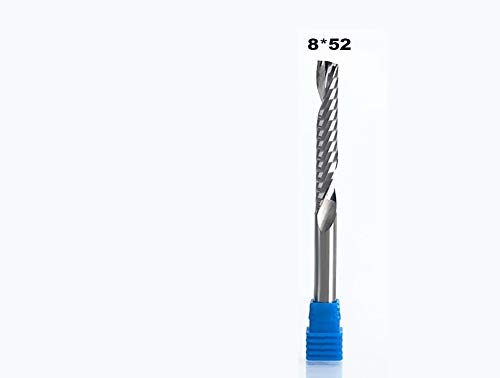 L-Yune, 1pc 8mm einzelne Flöte Spiralschneider 3A Spitzenqualit CNC Fräser for Holz Acryl PVC MDF Schaftfräser Hartmetallfräser (Größe : 8mmX8mmX52mm)